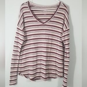 American Eagle Soft and Sexy Plush Long Sleeve V-Neck Striped Sweater. Size L.